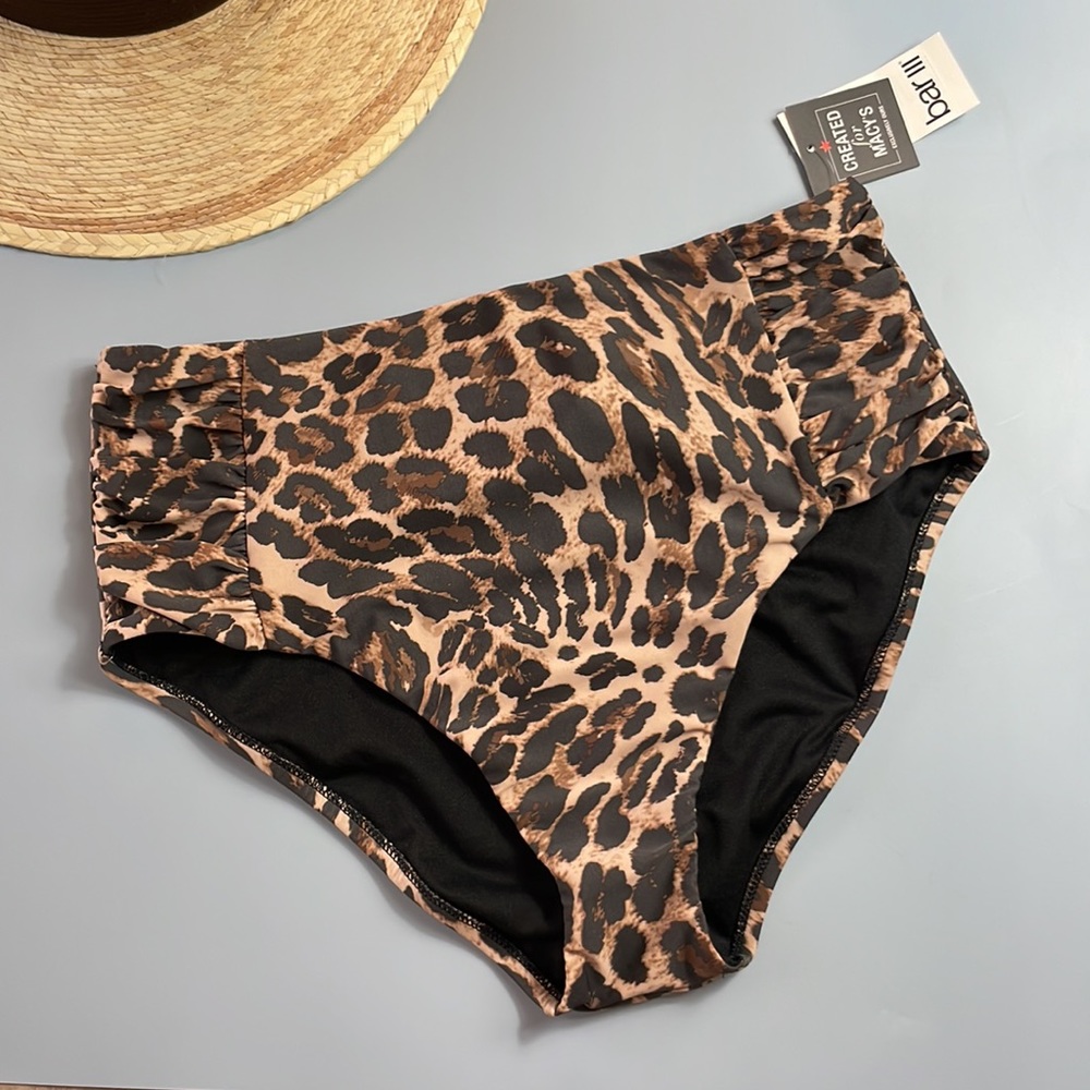 Bar III Cheetah-Print High Waist
Full Coverage Swim Bottoms